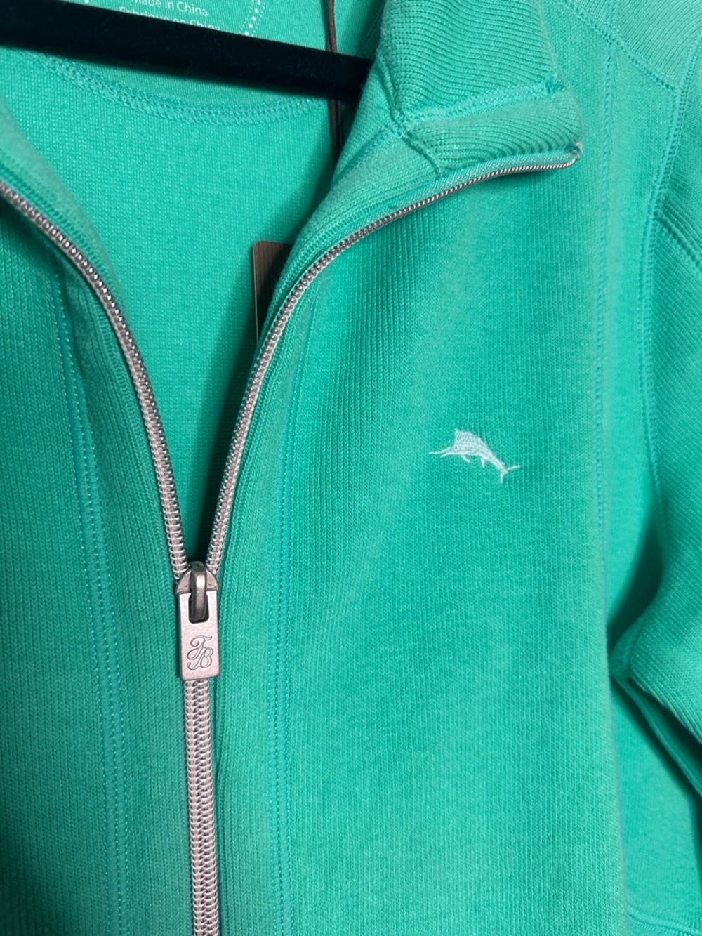 TOMMY BAHAMA | Cotton Brushed Rib Full Zip Sweater Green Women's Size L - Picture 3 of 6